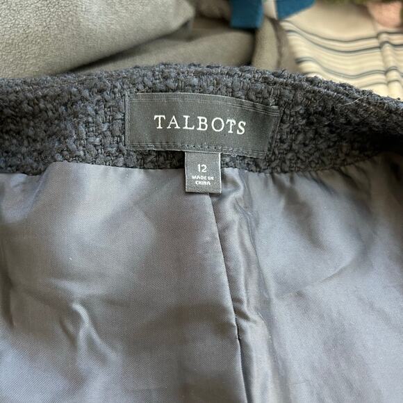 Talbots tweed jacket full zip faux leather pockets classic moto modern lined 12 - Picture 11 of 11